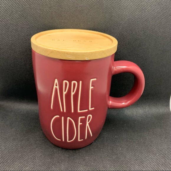 Rae Dunn APPLE CIDER Mug with Woden Coaster Lid - Picture 2 of 8